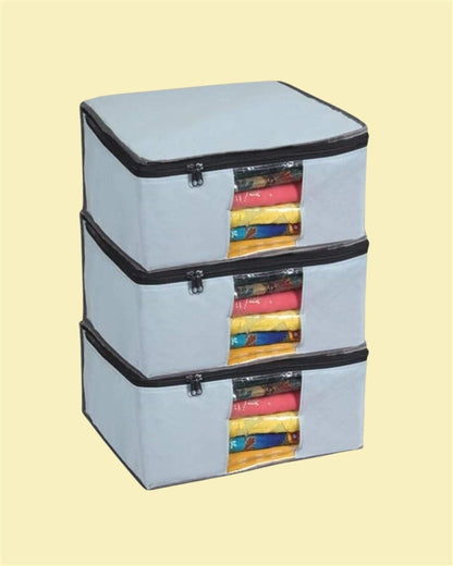 Saree Cover - Solid Non Woven Saree Cover for Wardrobe (Pack of 3)