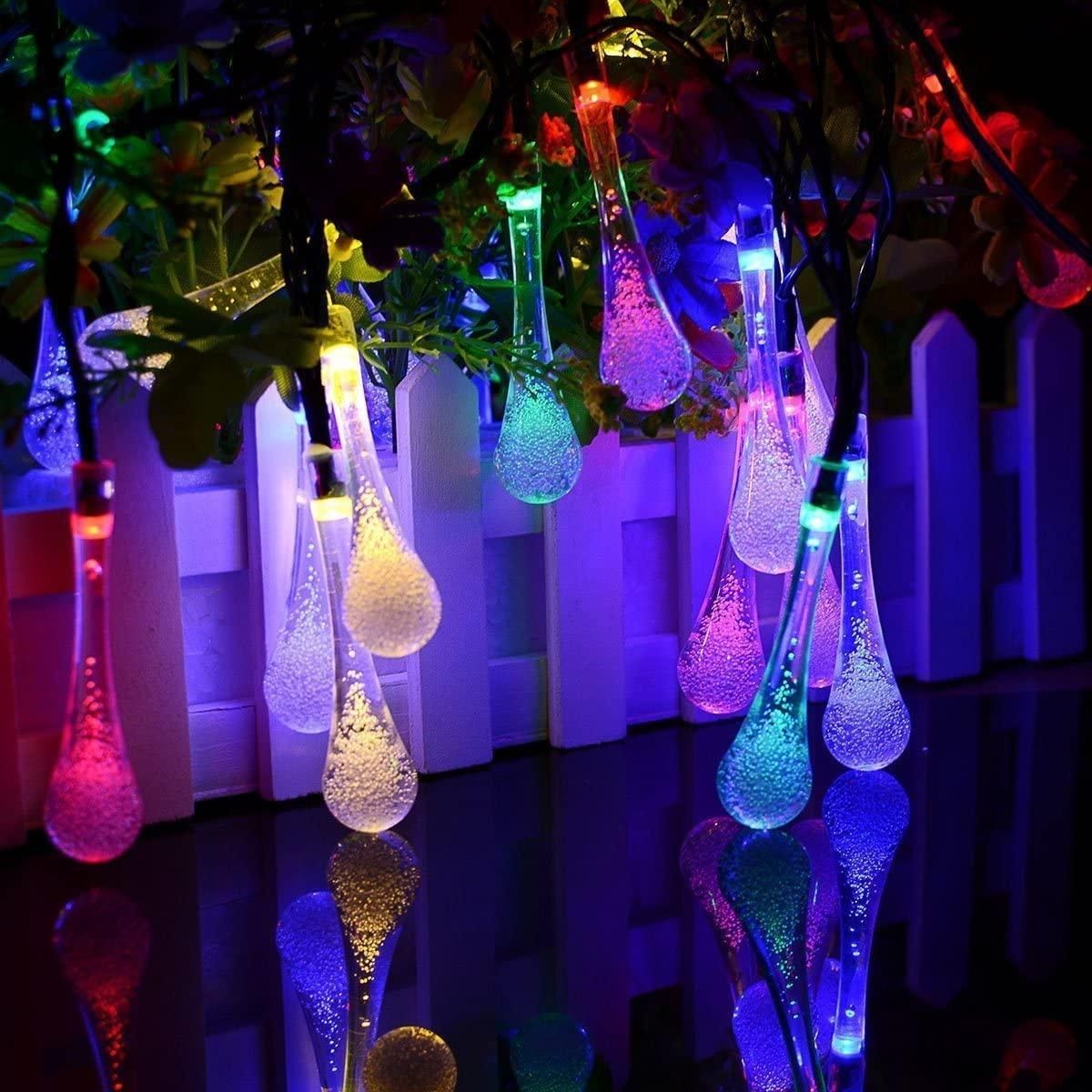 String Lights for Decoration - 14 LED Rain Drop Fairy Lights Waterproof Indoor Outdoor for Home Decoration
