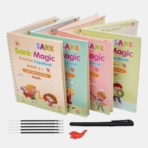 Sank Magic Practice Copybook (4 BOOKS,1 PEN,1 GRIP,10 REFILL) Pack of 1