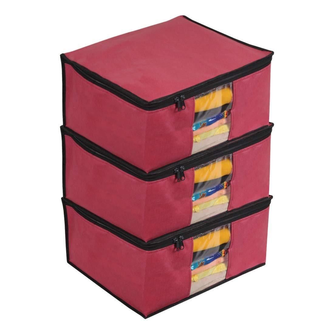 Saree Cover - Solid Non Woven Saree Cover for Wardrobe (Pack of 3)