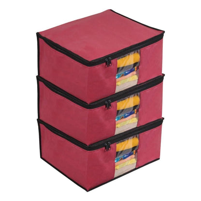 Saree Cover - Solid Non Woven Saree Cover for Wardrobe (Pack of 3)