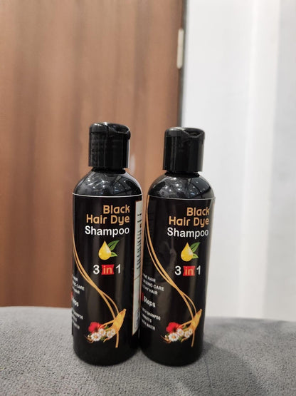 Unisex Instant Black Herbal Hair Dye Shampoo for Grey Hair Coverage Shampoo 3 in 1(100ml) Pack Of 2